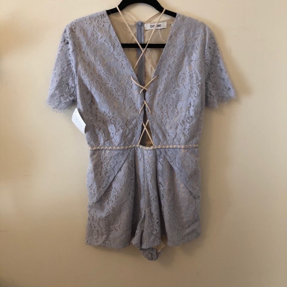 Pretty Little Things Romper Blue Lace Size Large